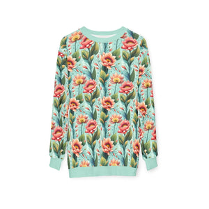 Mint Green Unisex Sweatshirt - Pastel Flowers Fleece - Dipaliz - Sweatshirts