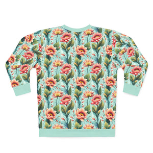 Mint Green Unisex Sweatshirt - Pastel Flowers Fleece - Dipaliz - Sweatshirts