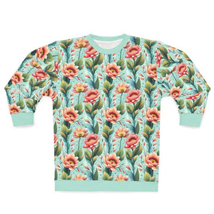 Unisex Sweatshirt - Pastel Flowers Mint Green - Dipaliz - Sweatshirts