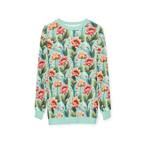 Unisex Sweatshirt - Pastel Flowers Mint Green - Dipaliz - Sweatshirts