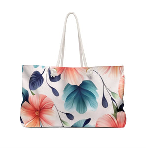 Oversized Pastel Flowers Tote - Polyester Weekender Bag - Dipaliz - Luggage & Bags