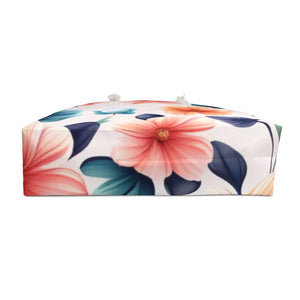 Oversized Pastel Flowers Tote - Polyester Weekender Bag - Dipaliz - Luggage & Bags