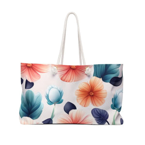 Oversized Pastel Flowers Tote - Polyester Weekender Bag - Dipaliz - Luggage & Bags