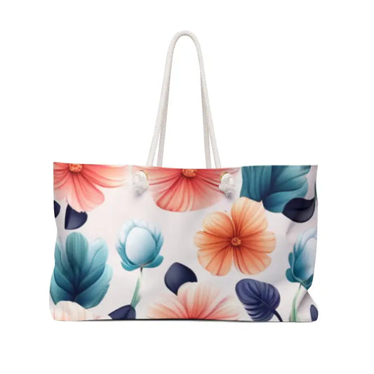 Elevate your Escapade with the Pastel Flowers Oversized Weekender - 24’’ × 13’’ Bags