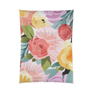 Pastel Flowers Pattern Comforter Cozy Warm Bedding Dipaliz - 68’’ × 92’’ - Quilts & Comforters