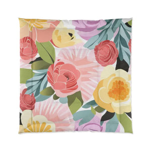 Pastel Flowers Pattern Comforter Cozy Warm Bedding Dipaliz - 88’’ × - Quilts & Comforters