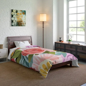 Pastel Flowers Pattern Comforter Cozy Warm Bedding Dipaliz - Quilts & Comforters