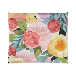 Pastel Flowers Pattern Comforter Cozy Warm Bedding Dipaliz - Quilts & Comforters