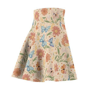 Pastel Flowers Skater Skirt for Everyday Fun - Dipaliz - Skirts
