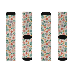 Chic Pastel Flowers Socks - Floral Fashion - Dipaliz