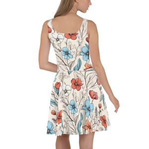 Pastel Flowers Skater Dress – Flared Skirt - Dipaliz - Dresses - Xs