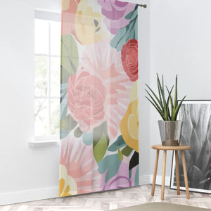 Chic Pastel Flowers Window Curtain - 50x84 Polyester - Dipaliz - Curtains