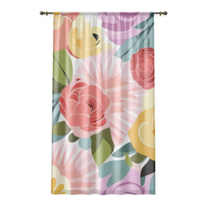 Chic Pastel Flowers Window Curtain - 50x84 Polyester - Dipaliz - Curtains