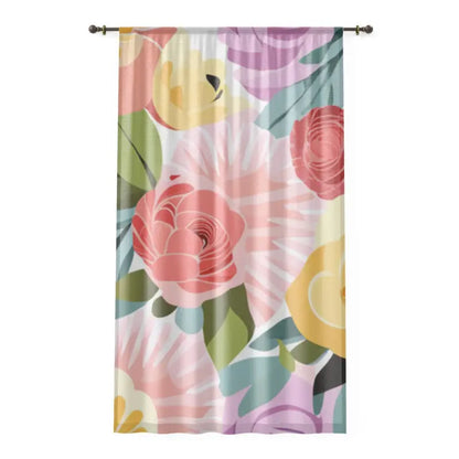 Elevate Home Decor with Pastel Flowers Window Curtain Delight - Sheer / White / 50’’ × 84’’