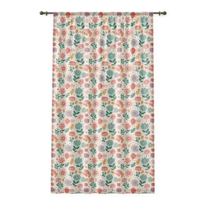 Floral Window Curtain - Pastel Polyester Sheer Home Decor - Dipaliz - White / 50’’ × 84’’ - Curtains