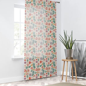Floral Window Curtain - Pastel Polyester Sheer Home Decor - Dipaliz - White / 50’’ × 84’’