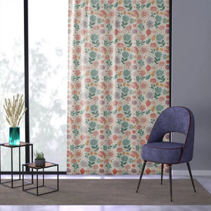 Floral Window Curtain - Pastel Polyester Sheer Home Decor - Dipaliz - White / 50’’ × 84’’
