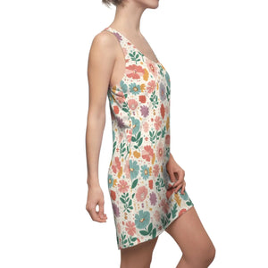 Pastel Flowers Racerback Dress – Organic Cotton - Dipaliz - Dresses - Xs