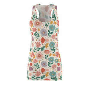 Pastel Flowers Racerback Dress – Organic Cotton - Dipaliz - Dresses - Xs