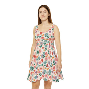 Pastel Flowers Skater Dress – Organic Cotton - Dipaliz - Dresses - s