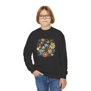 Vibrant Youth Crewneck Sweatshirt - Pastel Flowers - Dipaliz - Sweatshirts