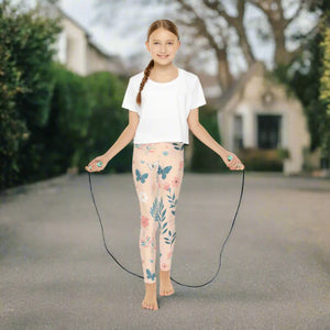 Active Youth Leggings - Pastel Flowers Design - Dipaliz