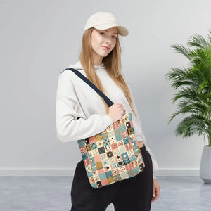 Chic Pastel Geometric Tote Bag with Black Handles - Dipaliz - Bags