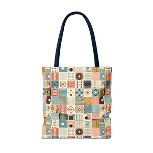 Chic Pastel Geometric Tote Bag with Black Handles - Dipaliz - Bags