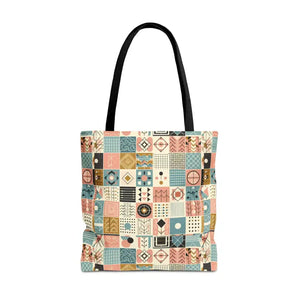 Chic Pastel Geometric Tote Bag with Black Handles - Dipaliz - 13’’ × / Red - Bags