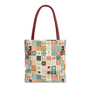 Chic Pastel Geometric Tote Bag - Durable Polyester - Dipaliz - Bags