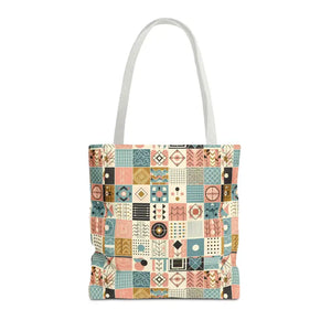 Chic Pastel Geometric Tote Bag with Black Handles - Dipaliz - Bags