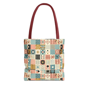 Chic Pastel Geometric Tote Bag - Durable Polyester - Dipaliz - Bags