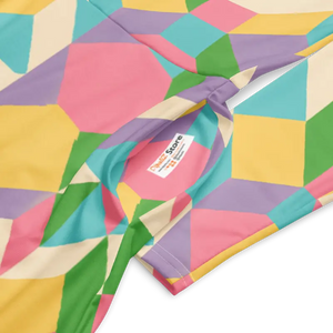 Pastel Geometric Pattern Print Long Sleeve Midi Dress - Dipaliz - Dresses