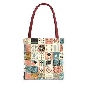 Pastel Geometric Pattern Aop Tote Bag - Boxed Corners - Dipaliz - Bags