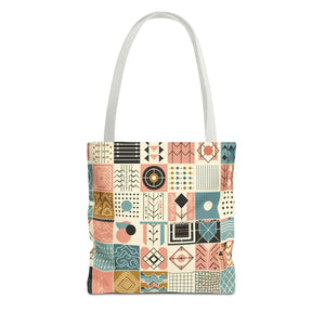 Pastel Geometric Pattern Aop Tote Bag - Boxed Corners - Dipaliz - Bags