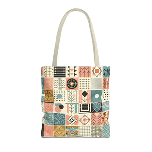 Pastel Geometric Pattern Aop Tote Bag - Boxed Corners - Dipaliz - Bags