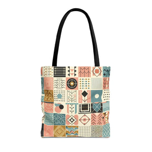 Pastel Geometric Pattern Aop Tote Bag - Boxed Corners - Dipaliz - Bags