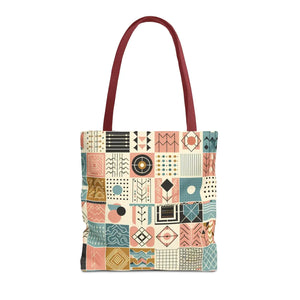 Pastel Geometric Pattern Aop Tote Bag - Boxed Corners - Dipaliz - Bags