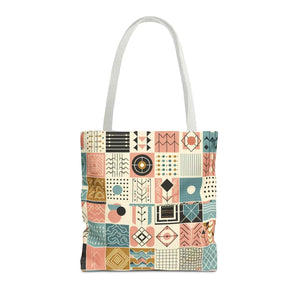 Pastel Geometric Pattern Aop Tote Bag - Boxed Corners - Dipaliz - Bags