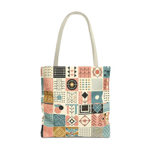Pastel Geometric Pattern Aop Tote Bag - Boxed Corners - Dipaliz - Bags