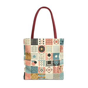 Pastel Geometric Pattern Aop Tote Bag - Boxed Corners - Dipaliz - Bags