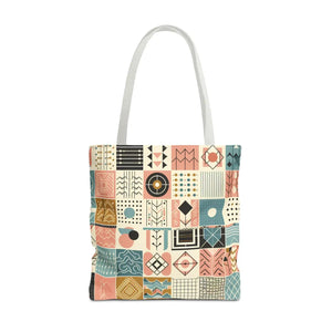 Pastel Geometric Pattern Aop Tote Bag - Boxed Corners - Dipaliz - Bags