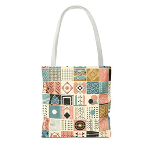 Pastel Geometric Pattern Aop Tote Bag - Boxed Corners - Dipaliz - Bags