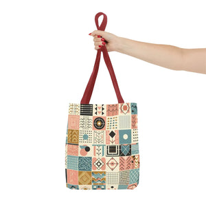 Pastel Geometric Pattern Aop Tote Bag - Boxed Corners - Dipaliz - Bags