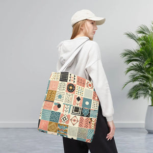 Pastel Geometric Pattern Aop Tote Bag - Boxed Corners - Dipaliz - Bags