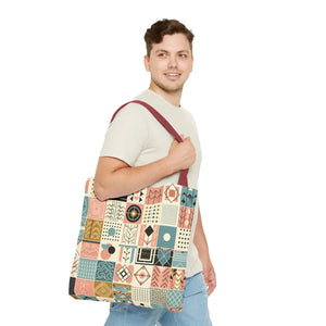 Pastel Geometric Pattern Aop Tote Bag - Boxed Corners - Dipaliz - Bags