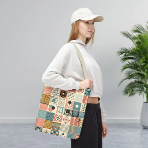 Pastel Geometric Pattern Aop Tote Bag - Boxed Corners - Dipaliz - Bags