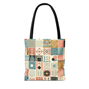 Pastel Geometric Pattern Aop Tote Bag - Boxed Corners - Dipaliz - Bags