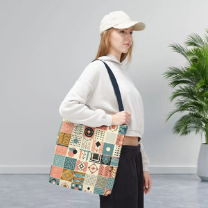 Pastel Geometric Pattern Aop Tote Bag - Boxed Corners - Dipaliz - Bags