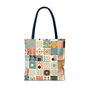Pastel Geometric Pattern Aop Tote Bag - Boxed Corners - Dipaliz - Bags